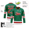 Custom Kelly Green Red-White Hockey Lace Neck Jersey