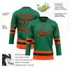 Custom Kelly Green Black-Orange Hockey Lace Neck Jersey