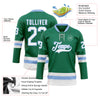 Custom Kelly Green White-Light Blue Hockey Lace Neck Jersey