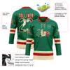 Custom Kelly Green Vintage Mexican Flag Cream-Red Hockey Lace Neck Jersey