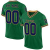 Custom Kelly Green Navy-Old Gold Mesh Authentic Throwback Football Jersey