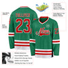 Custom Kelly Green Red-White Hockey Jersey