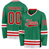 Custom Kelly Green Red-White Hockey Jersey