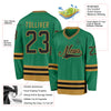 Custom Kelly Green Black-Old Gold Hockey Jersey