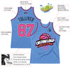 Custom Light Blue Pink-Black Authentic Throwback Basketball Jersey