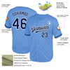 Custom Light Blue Navy-White Mesh Authentic Throwback Baseball Jersey