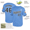 Custom Light Blue Black-White Mesh Authentic Throwback Baseball Jersey