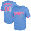 Custom Light Blue Pink-White Mesh Authentic Throwback Baseball Jersey