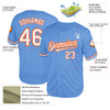 Custom Light Blue White-Orange Mesh Authentic Throwback Baseball Jersey