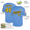 Custom Light Blue Yellow-Black Mesh Authentic Throwback Baseball Jersey