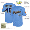 Custom Light Blue Navy-Old Gold Mesh Authentic Throwback Baseball Jersey