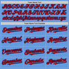 Custom Light Blue Red-Navy Mesh Authentic Throwback Baseball Jersey