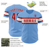 Custom Light Blue Red-White Authentic Baseball Jersey