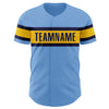 Custom Light Blue Yellow-Navy Authentic Baseball Jersey