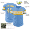 Custom Light Blue White-Yellow Authentic Baseball Jersey