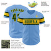 Custom Light Blue Green-Yellow Authentic Baseball Jersey