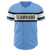 Custom Light Blue Black-White Authentic Baseball Jersey