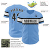 Custom Light Blue Black-White Authentic Baseball Jersey