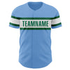 Custom Light Blue Kelly Green-White Authentic Baseball Jersey