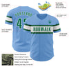 Custom Light Blue Kelly Green-White Authentic Baseball Jersey