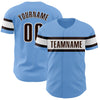 Custom Light Blue Brown-White Authentic Baseball Jersey