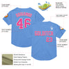 Custom Light Blue Pink-White Mesh Authentic Throwback Baseball Jersey