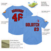 Custom Light Blue Red-Black Mesh Authentic Throwback Baseball Jersey