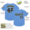 Custom Light Blue Navy-Yellow Mesh Authentic Throwback Baseball Jersey