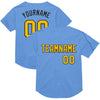 Custom Light Blue Yellow-Black Mesh Authentic Throwback Baseball Jersey