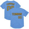 Custom Light Blue Old Gold-Black Mesh Authentic Throwback Baseball Jersey