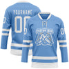 Custom Light Blue White Hockey Lace Neck Jersey