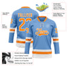 Custom Light Blue Bay Orange-White Hockey Lace Neck Jersey