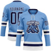 Custom Light Blue Navy-White Hockey Lace Neck Jersey