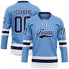 Custom Light Blue Navy-White Hockey Lace Neck Jersey