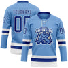 Custom Light Blue Royal-White Hockey Lace Neck Jersey