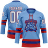 Custom Light Blue Royal-Red Hockey Lace Neck Jersey