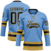 Custom Light Blue Black-Old Gold Hockey Lace Neck Jersey