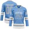 Custom Light Blue Gray-White Hockey Lace Neck Jersey