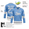 Custom Light Blue Gray-White Hockey Lace Neck Jersey