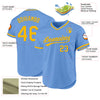 Custom Light Blue Gold Authentic Throwback Baseball Jersey