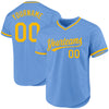 Custom Light Blue Gold Authentic Throwback Baseball Jersey