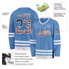 Custom Light Blue Vintage USA Flag-White Hockey Jersey