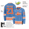 Custom Light Blue Orange-White Hockey Jersey