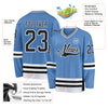 Custom Light Blue Black-White Hockey Jersey