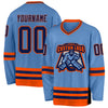 Custom Light Blue Navy-Orange Hockey Jersey