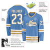 Custom Light Blue White-Old Gold Hockey Jersey