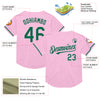 Custom Light Pink Kelly Green Mesh Authentic Throwback Baseball Jersey