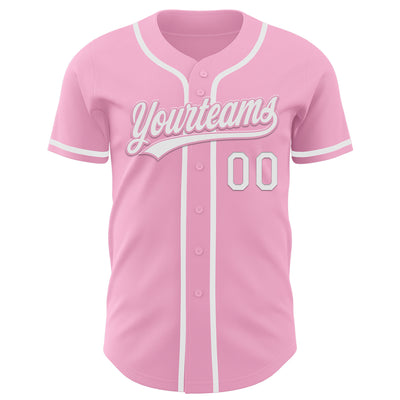 Custom Light Pink White Authentic Baseball Jersey