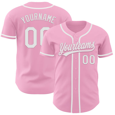 Custom Light Pink White Authentic Baseball Jersey