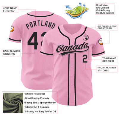 Custom Light Pink Black Authentic Baseball Jersey